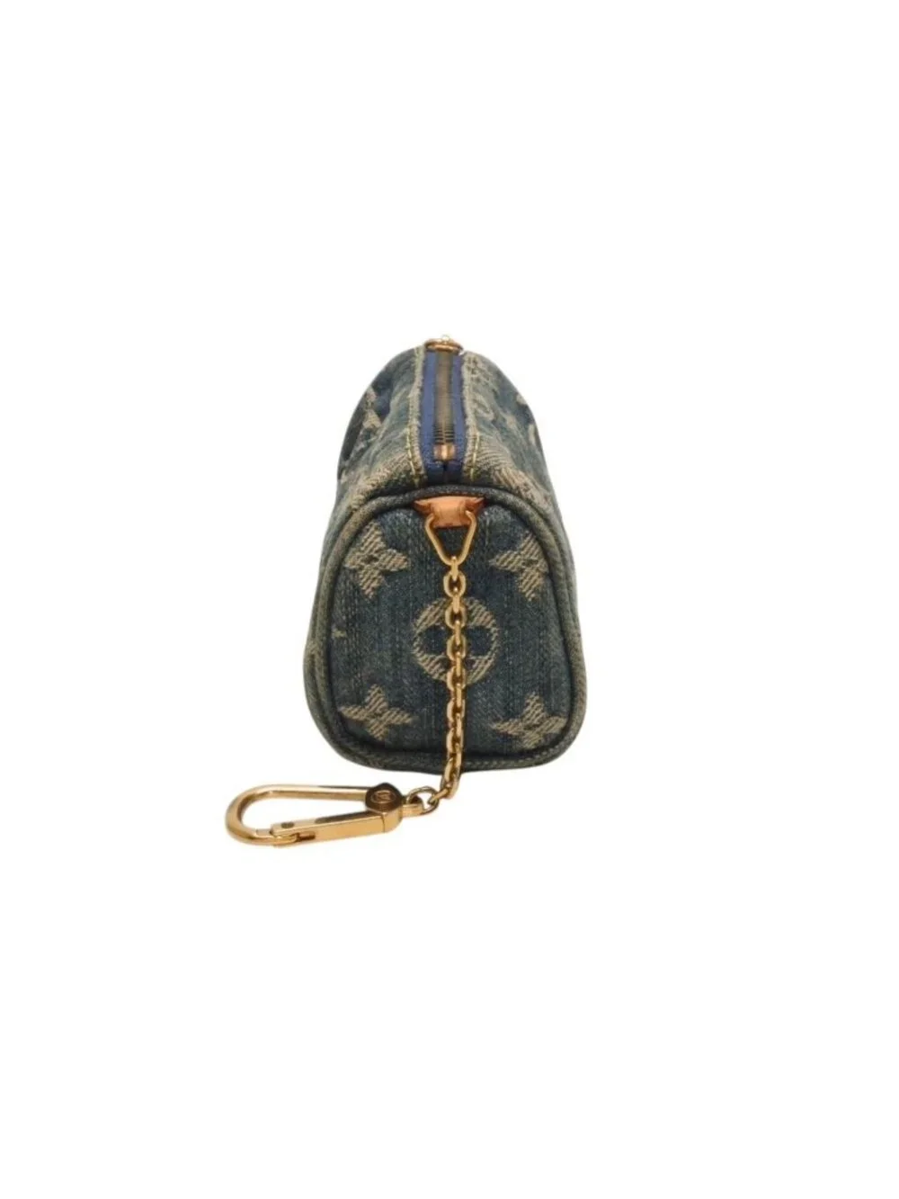 Louis Vuitton Monogram Denim Mini Trousse Speedy PM Strap Blue Handbag